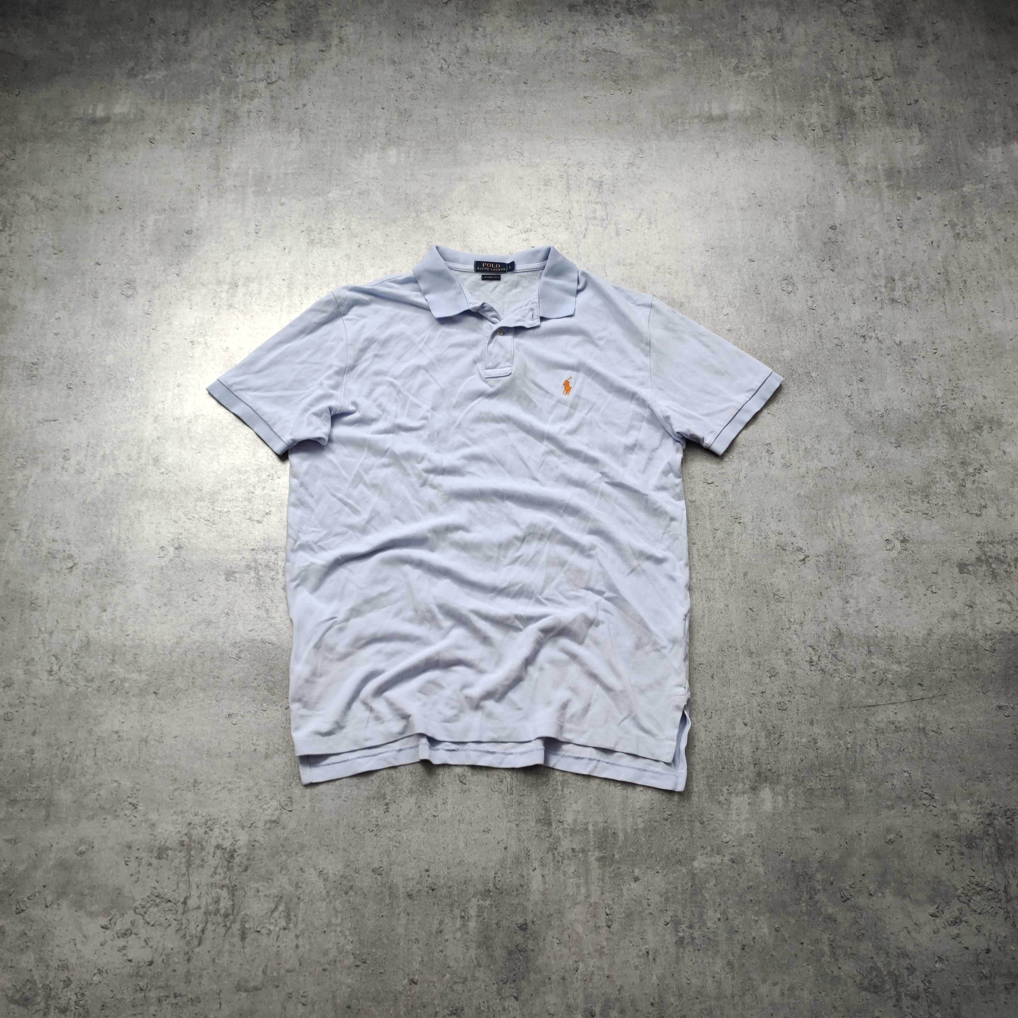 MĘSKA Błękitna PREMIUM Bawełna Koszulka Polo Ralph Lauren Elegancka