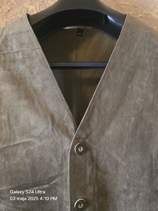 Elegancka niemiecka bawarska kamizelka myśliwska skórzana M/L.