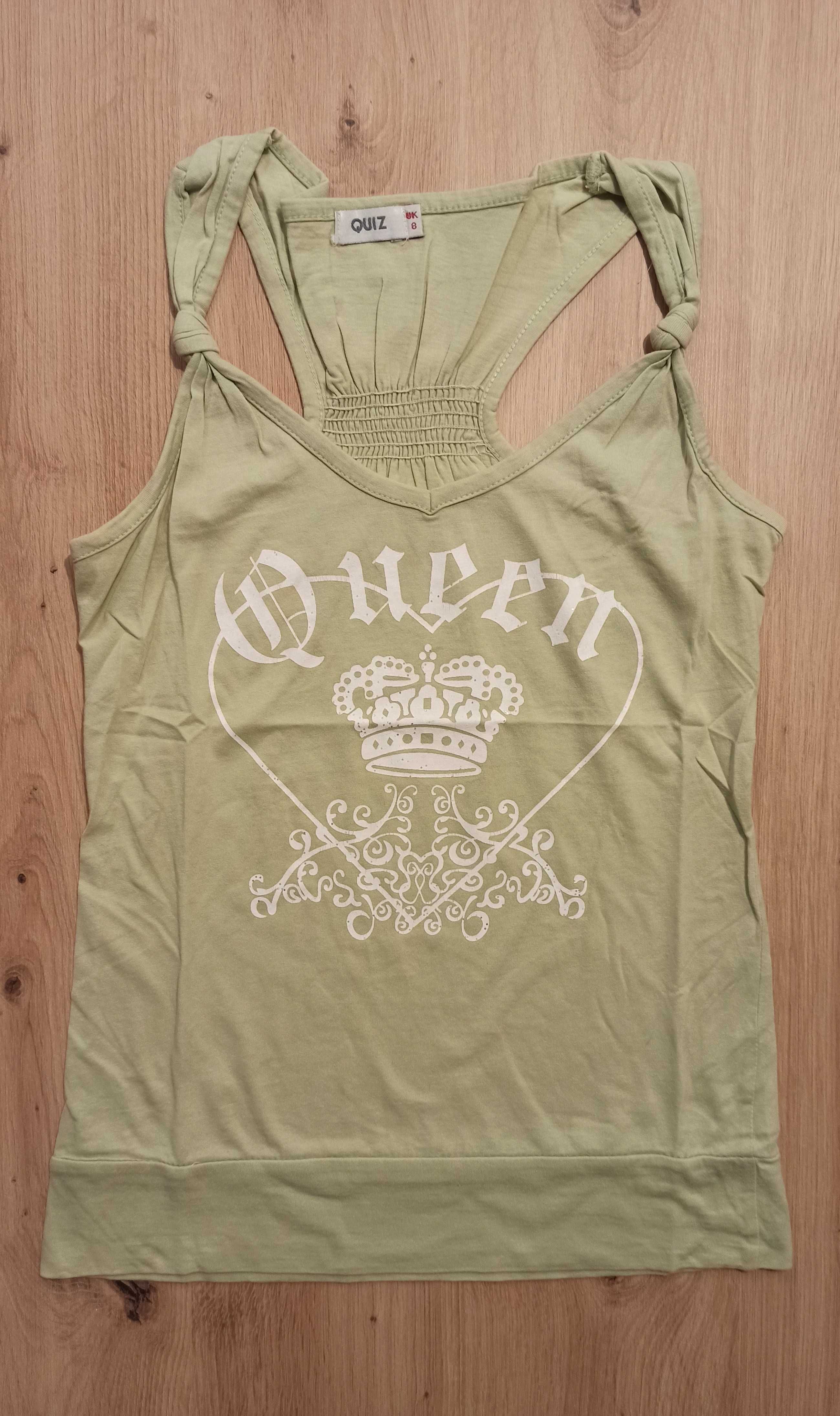 Quiz bluzka koszulka na ramiączkach bokserka top zielona nadruk queen