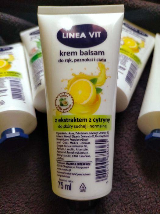 Krem, balsam do rąk, paznokci i ciała z cytryny i aloesu - 6 sztuk.
