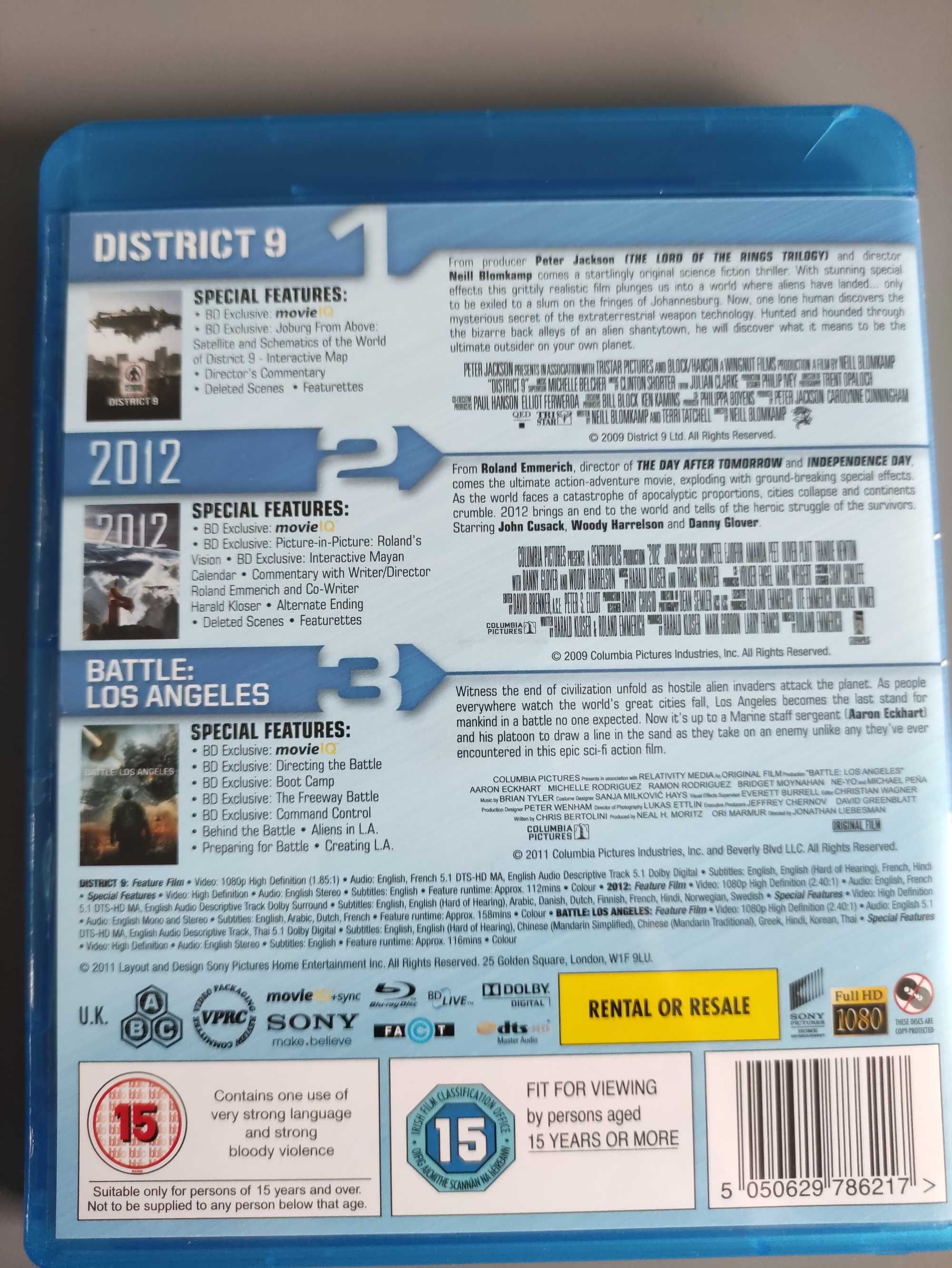 Filmy Blu-ray District 9, 2012 oraz Battle: Los Angeles