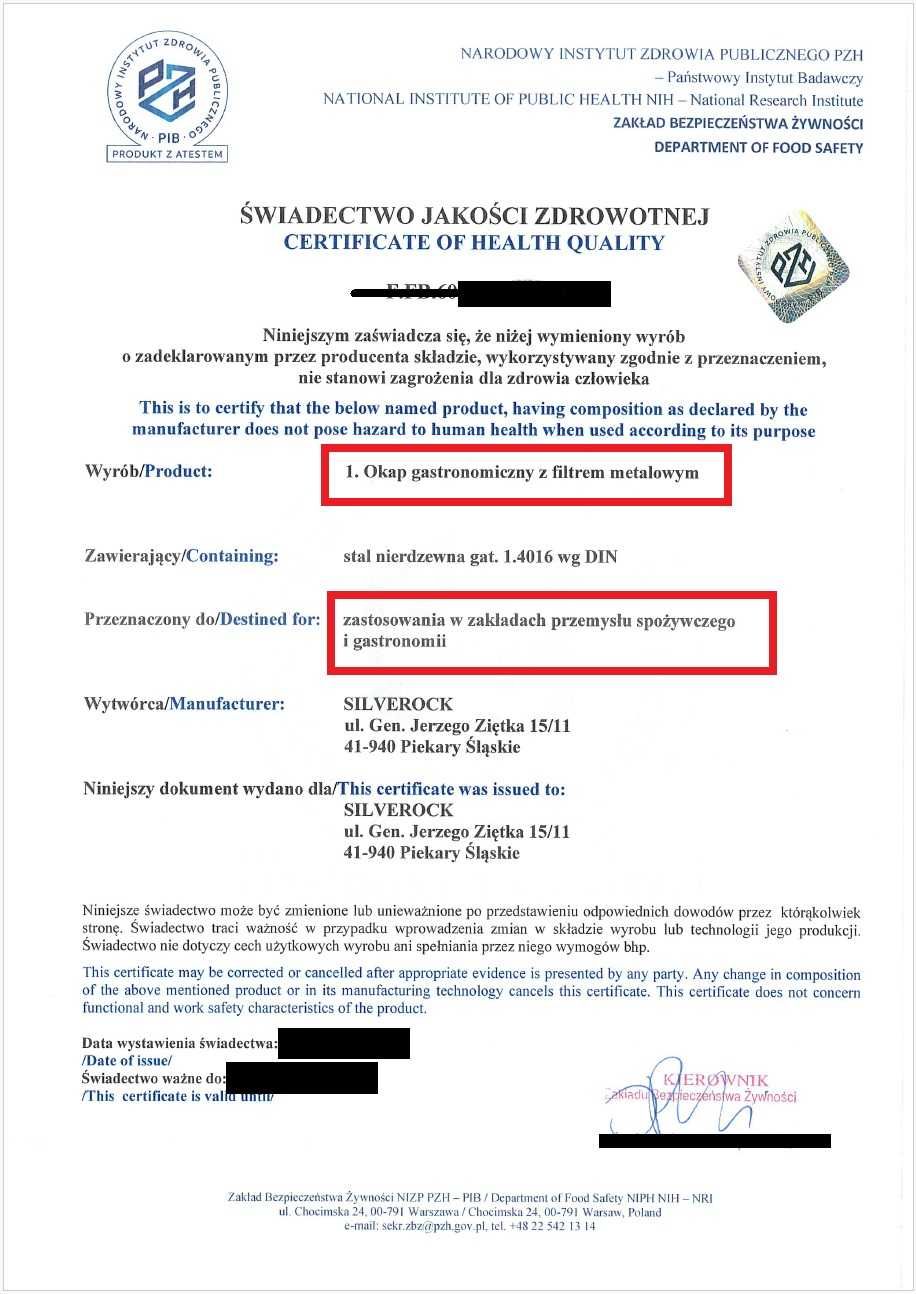 Okap gastronomiczny SDG 125x70x40 +filtry atest PZH DOSTĘPNE OD RĘKI