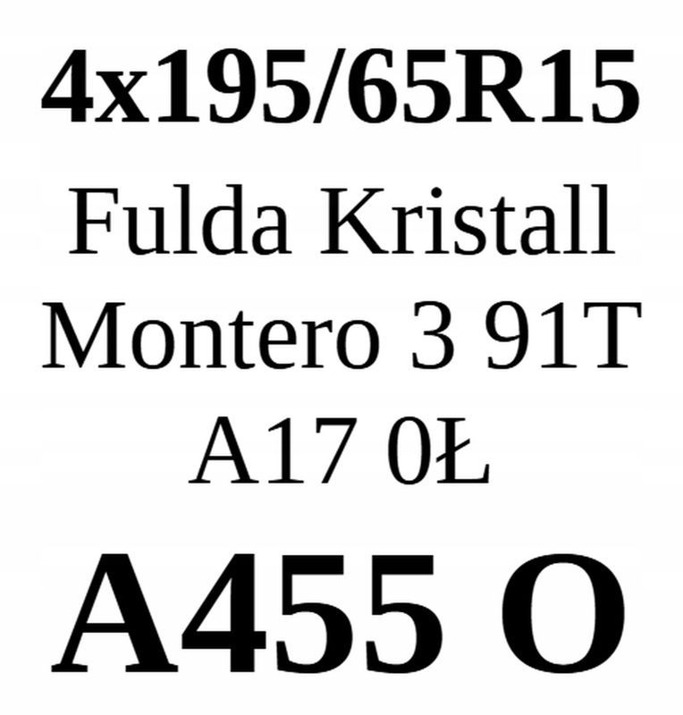 4x 195/65r15 Fulda Kristall Montero 3/91t Jak Nowe