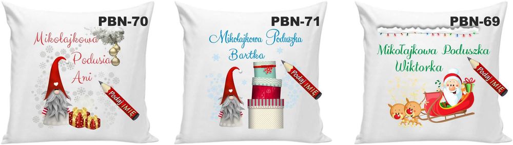 Poduszka Prezent na Święta Mikołaj Renifer Skrzat Gwiazdka + Imię