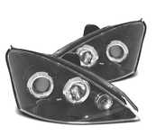 FARÓIS ANGEL EYES LED FORD FOCUS 98-03 FUNDO PRETO