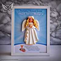 Anioł Stróż z porcelany w ramce 18x24 jako Pamiątka I Komunii Świętej