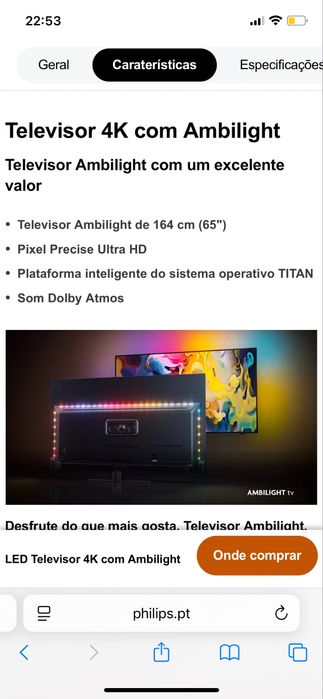 TV plasma de 65” Philips