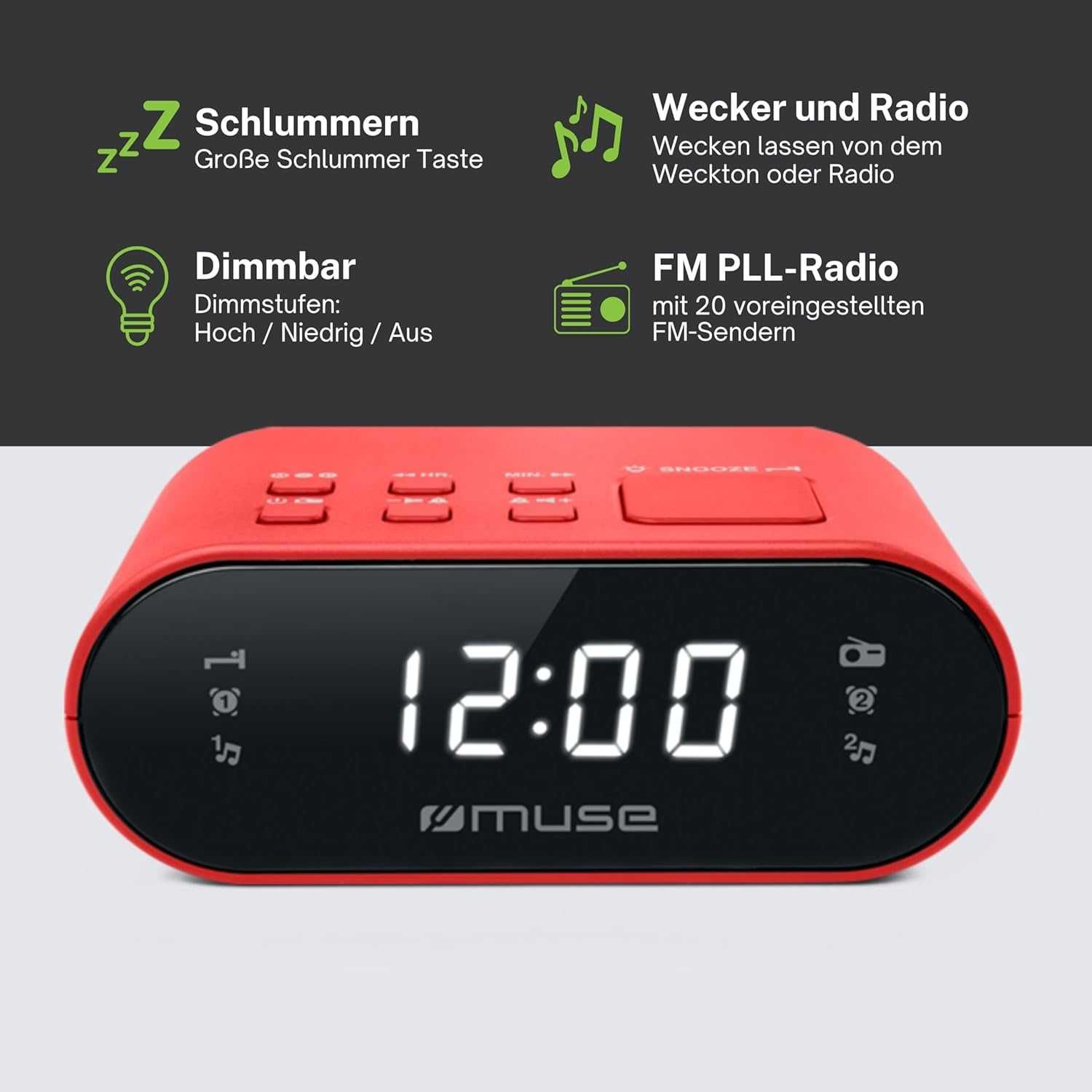 Muse M-10 Radio sieciowo-bateryjne FM RED
