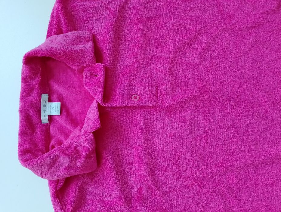 Koszulka polo z kołnierzykiem różowa frotte