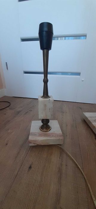 Lampy mosiężne z marmurem PRL