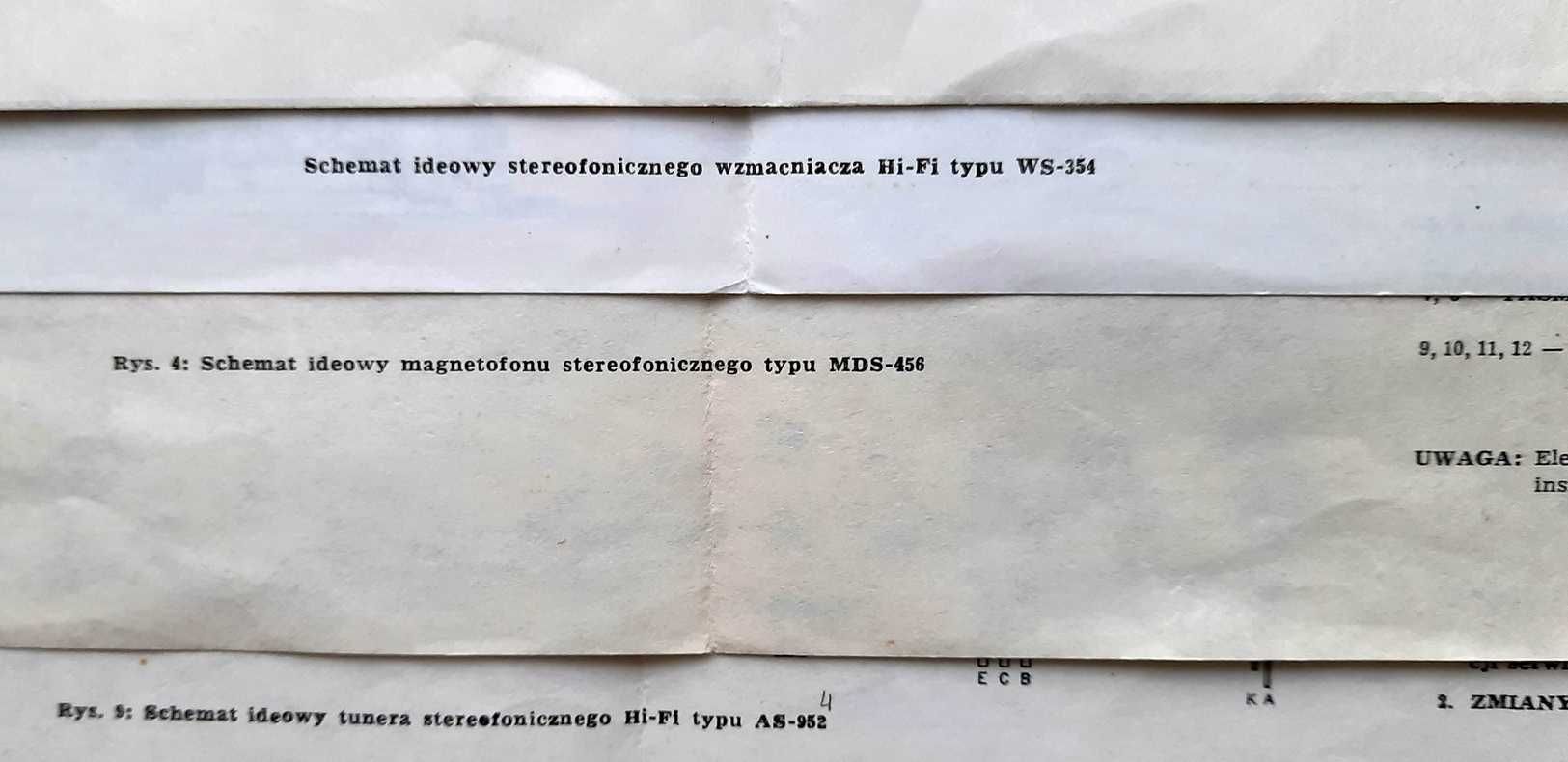 Instrukcje obsługi schematy mała wieża DIORA pamiątka PRL.