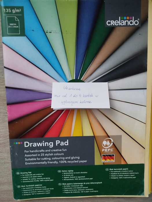 Papier kolorowy do prac plastycznych mix 44 arkusze
