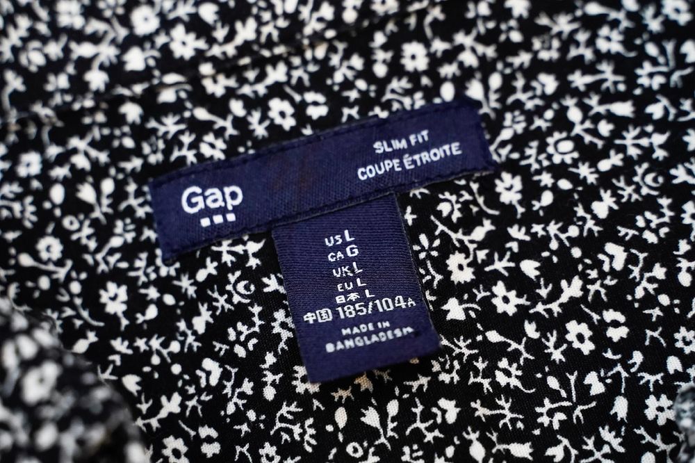 GAP | Poplin S Black | Elegancka Czarna Koszula Motyw Kwiatowy Slim L