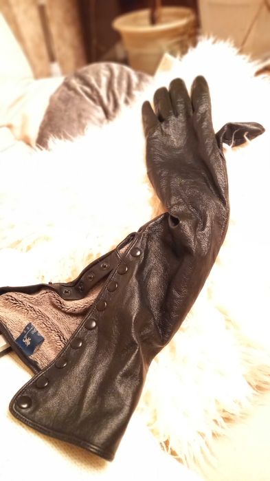 Перчатки кожаные, длинные