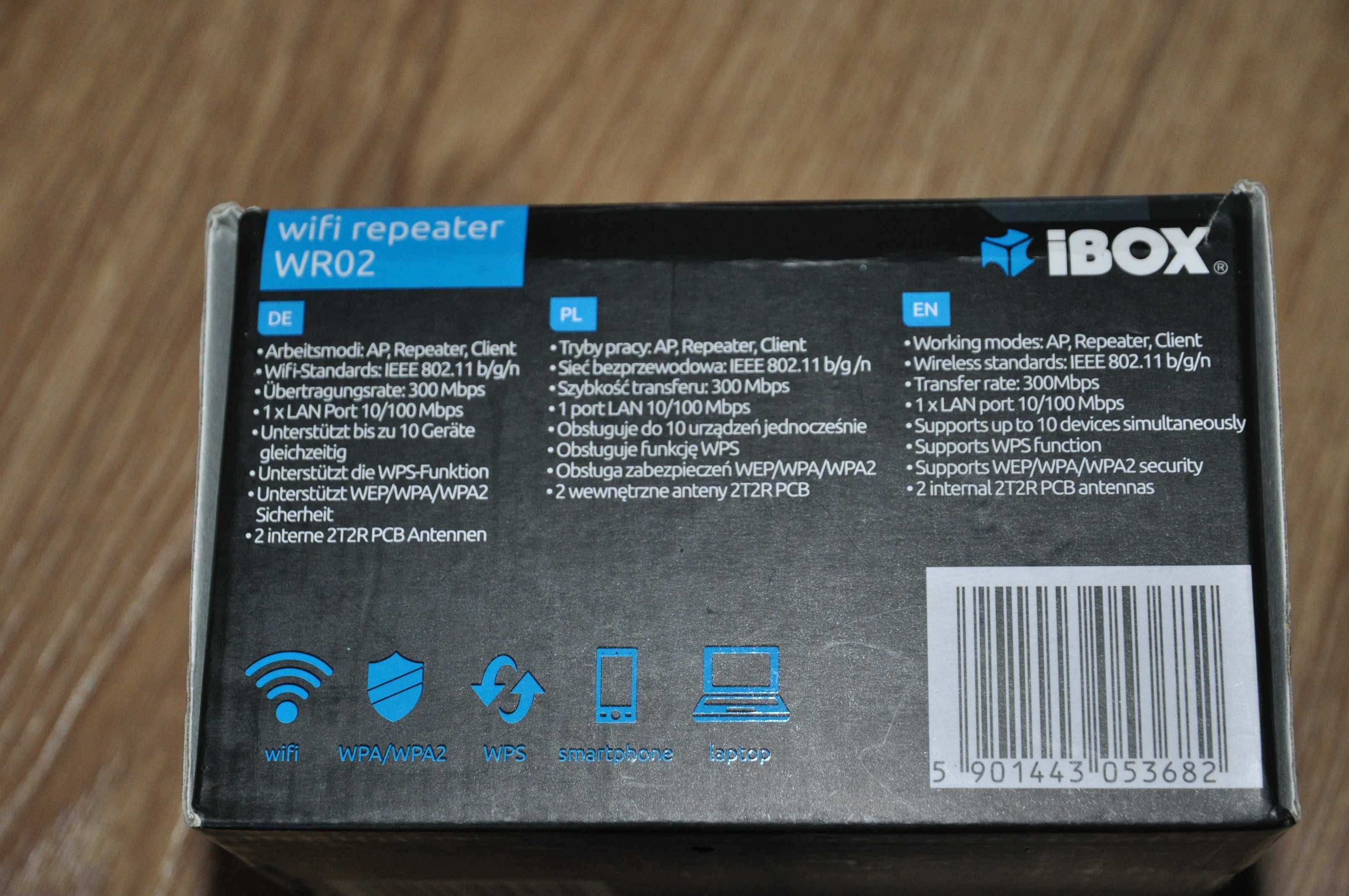 Wzmacniacz sygnału WiFi iBOX WR02, nowy