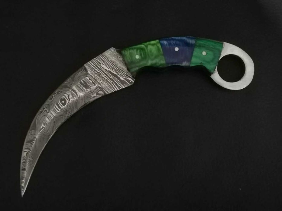 KARAMBIT damast nóż ze stali damasceńskiej wojskowy myśliwski CSGO