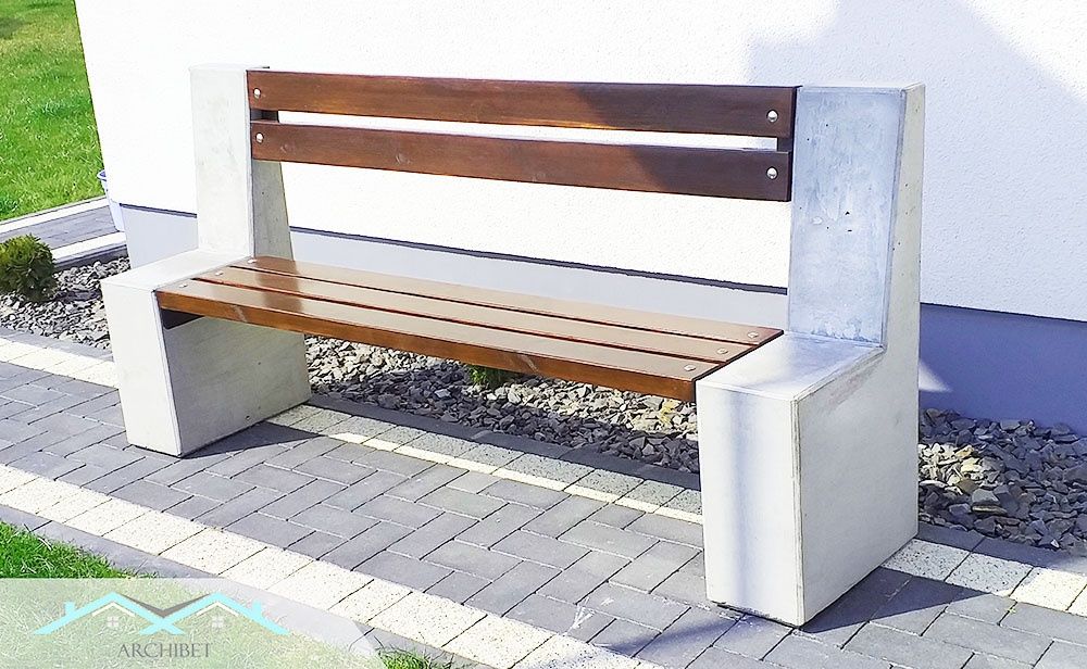 ławka z oparciem betonowa beton architektoniczny parkowa ogrodowa Ł03