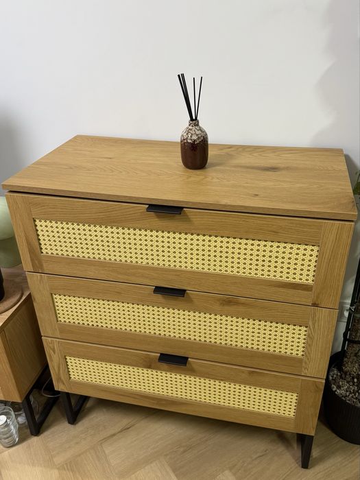 Komoda rattan z szufladami dąb naturalny