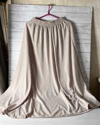 Женская длинная бежевая юбка макси 48-50 размер на резинке, вискоза