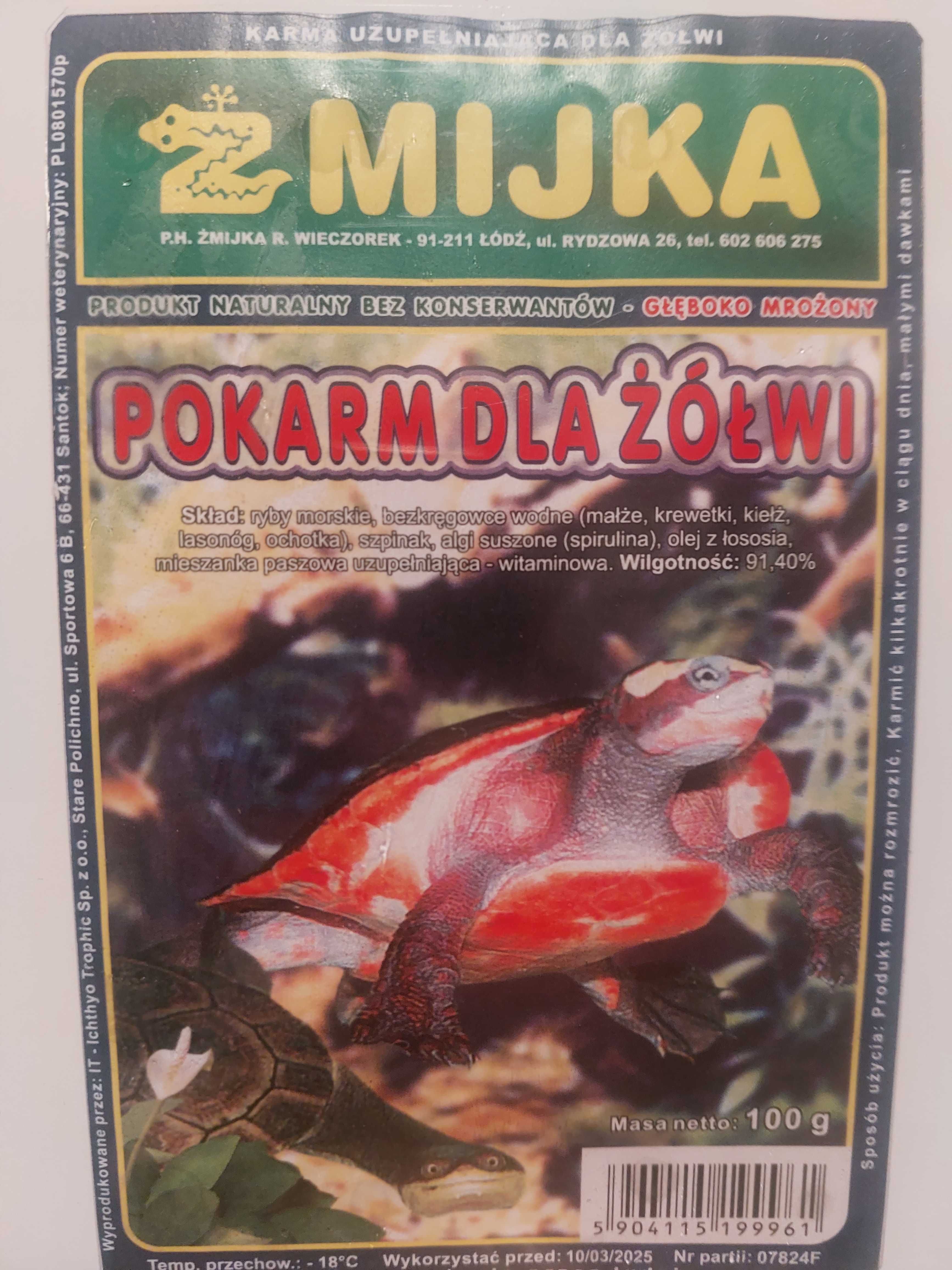 Mrożony pokarm dla żółwi.