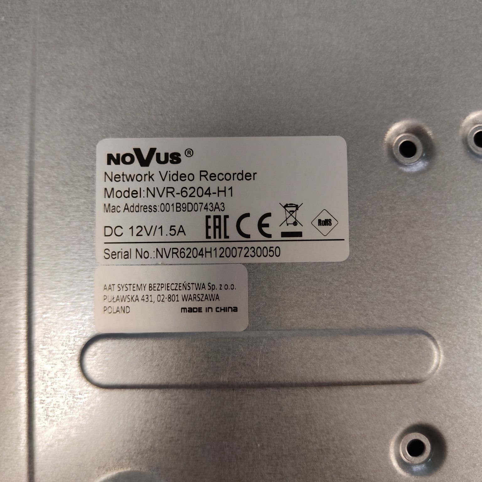 Rejestrator Novus nvr-6204-h1 nvr 6204 h1