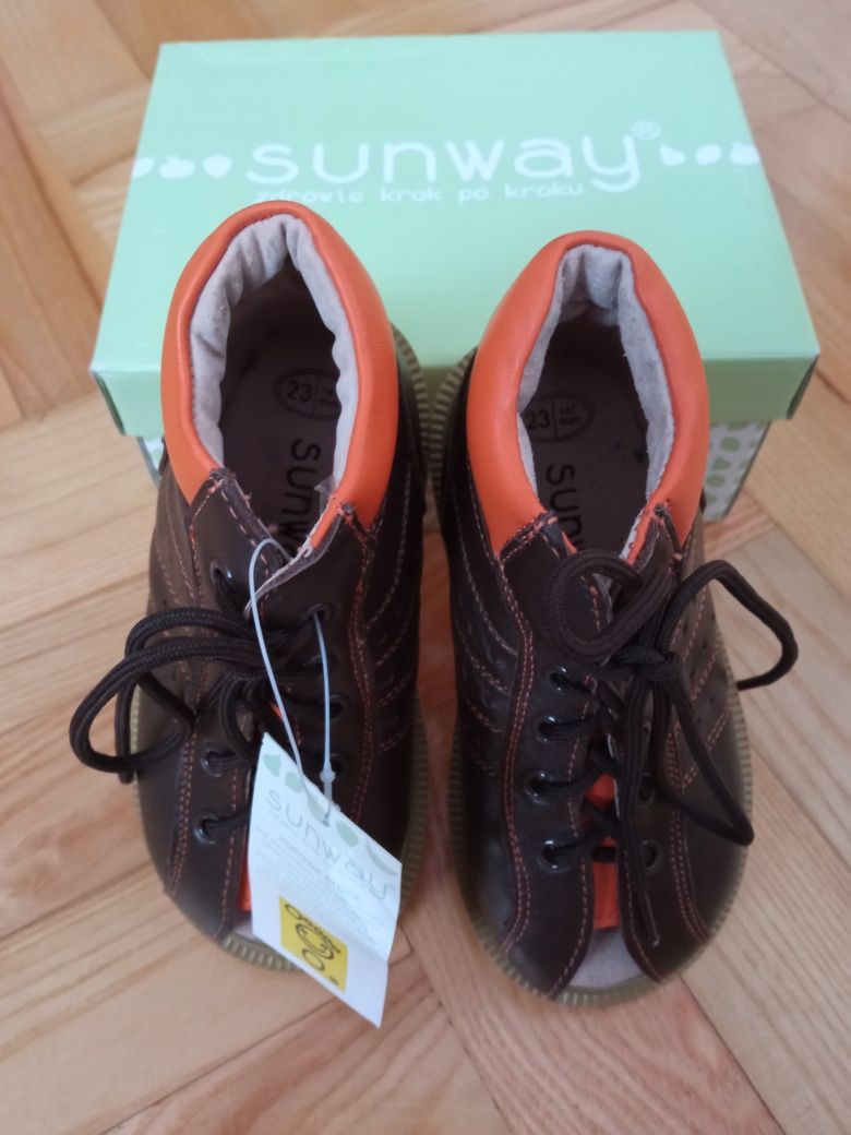 Kapcie r.23 Sandały 14cm skóra natur. Leciutkie Brązowe Nowe