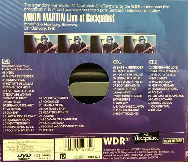 MOON MARTIN- LIVE AT ROCKPALAST- 2CD+DVD-płyta nowa , zafoliowana