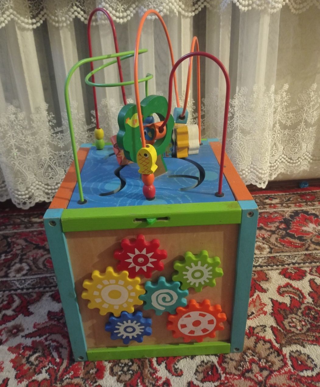 Великий дерев'яний бізікуб розвиваючий мультикуб куб лабіринт іграшка