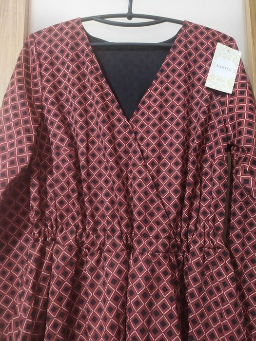 Sukienka brązowa w romby Kartes Maja 348-1