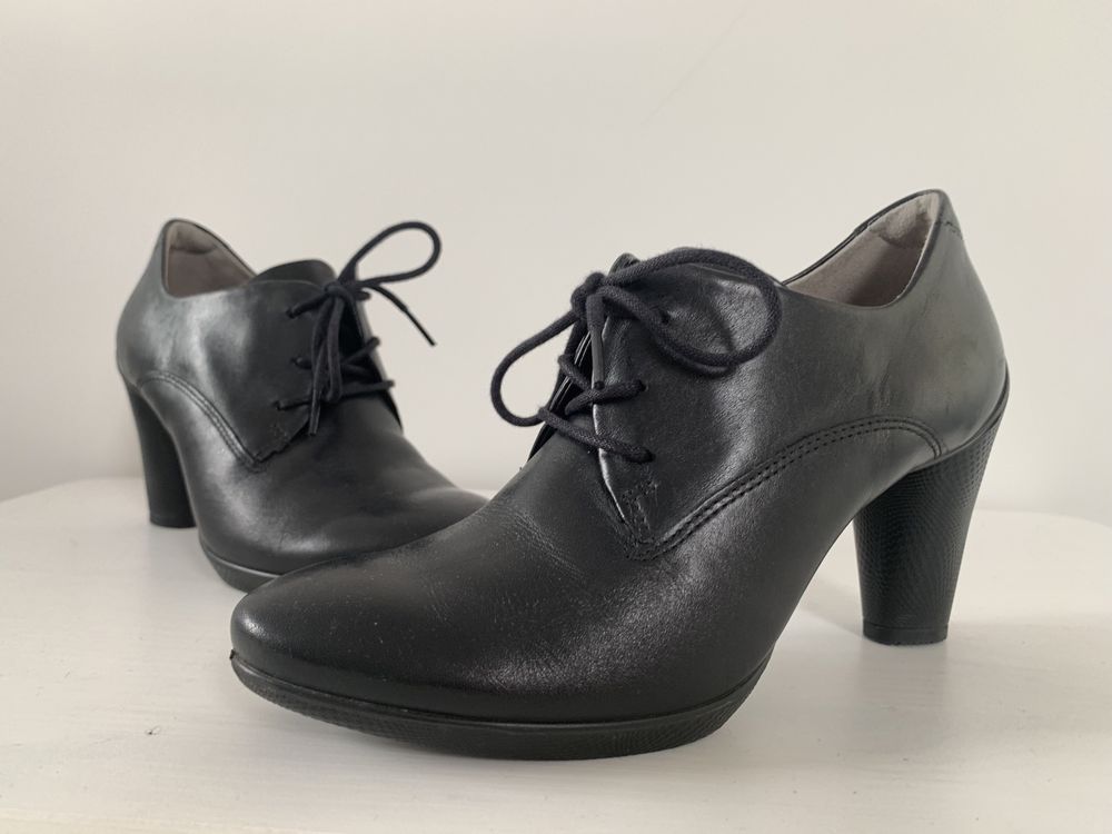 Buty kozaki botki Ecco sculptured r.37 czarne eleganckie wygodne obcas