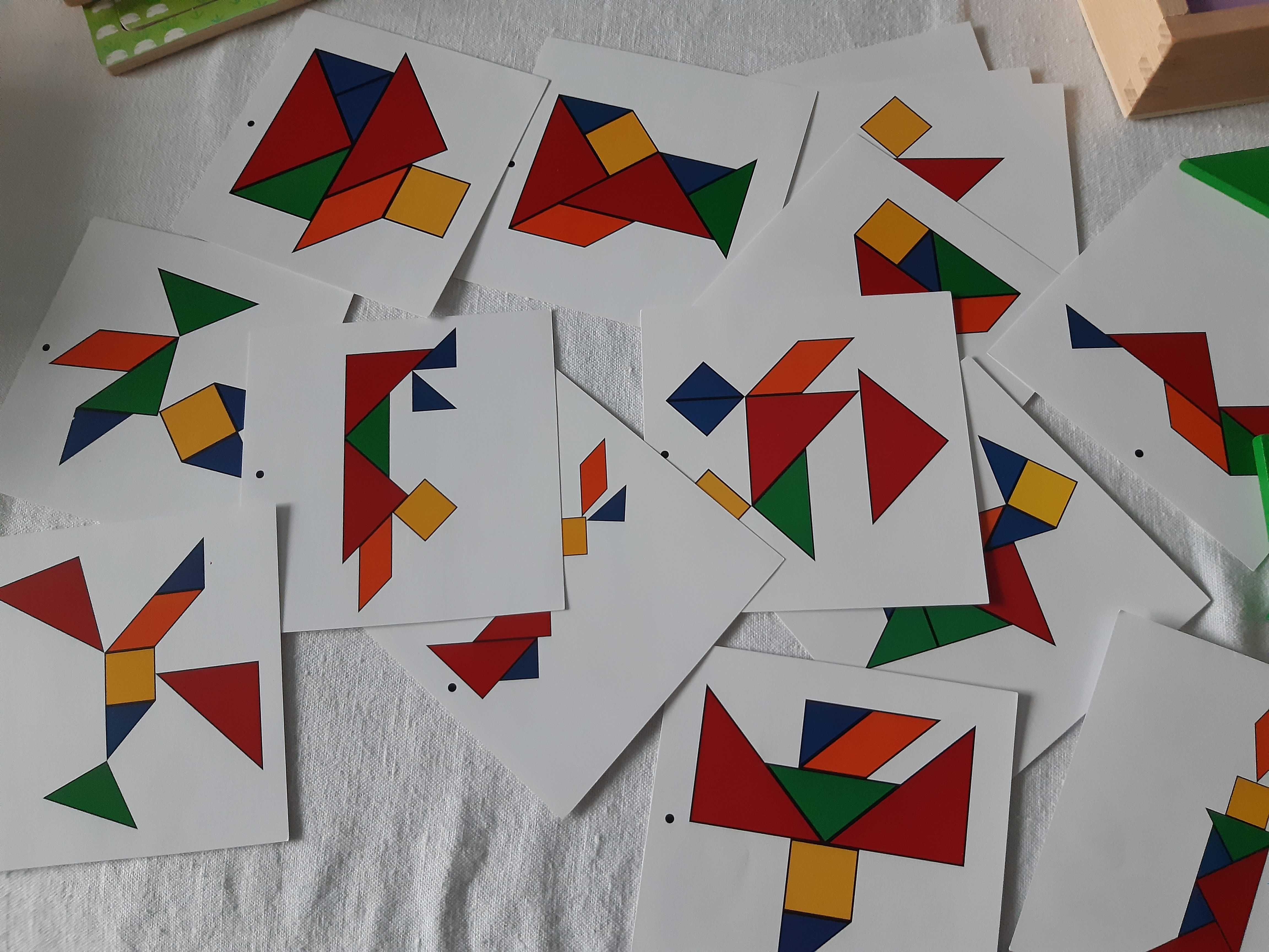 Drewniane puzzle z układanką - 15 kart, 32 części