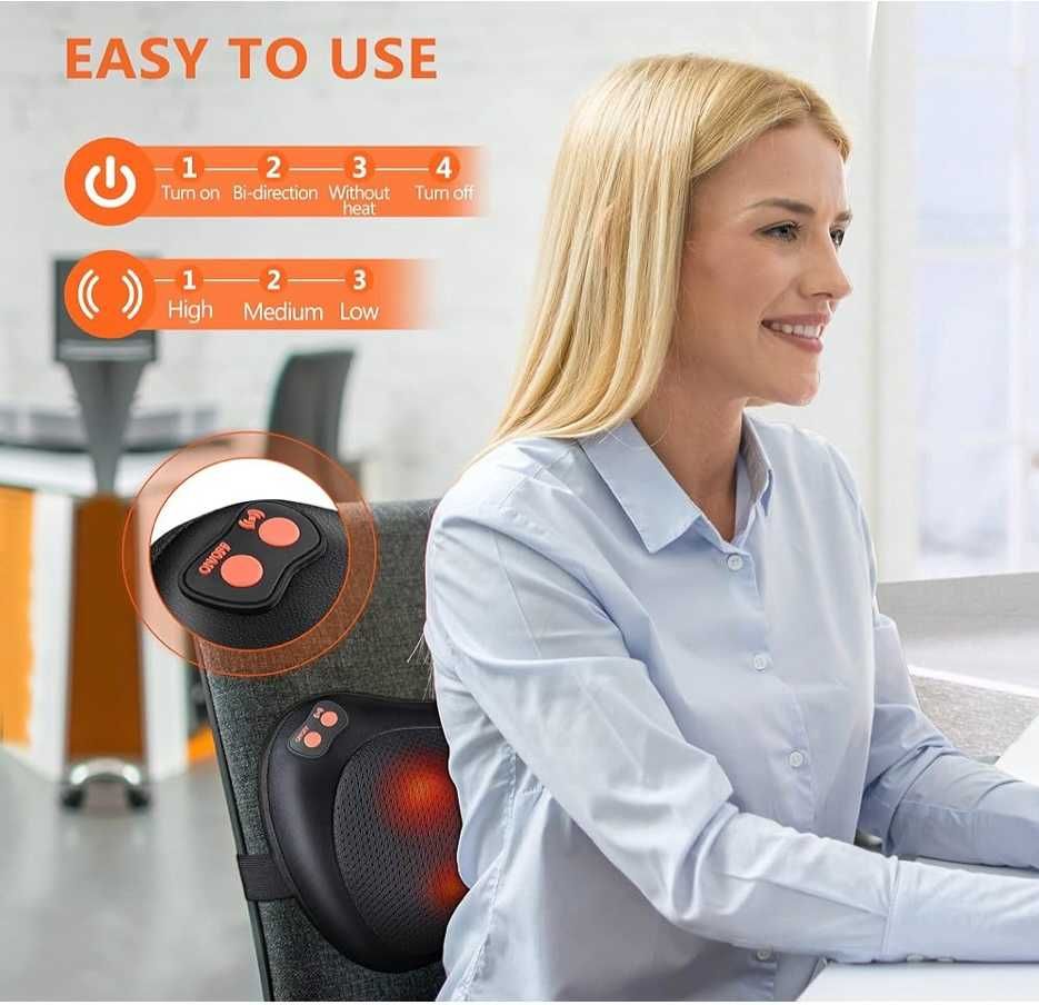 Masażer Shiatsu 3D karku ramion pleców z obrotowymi głowicami 230V 12V