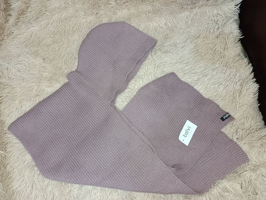 Капюшон з шарфом Темна пудра