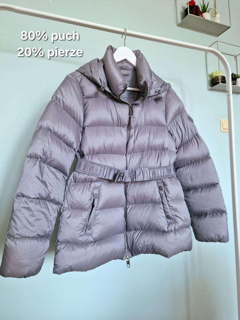 Niebieska metaliczna kurtka puchowa z naturalnym puchem Massimo Dutti