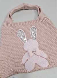 Nowa różowa dzianinowa torebka Minouu króliczek
