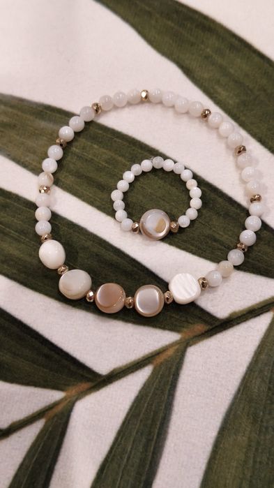 Zestaw bransoletka i pierścionek z naturalnych kamieni