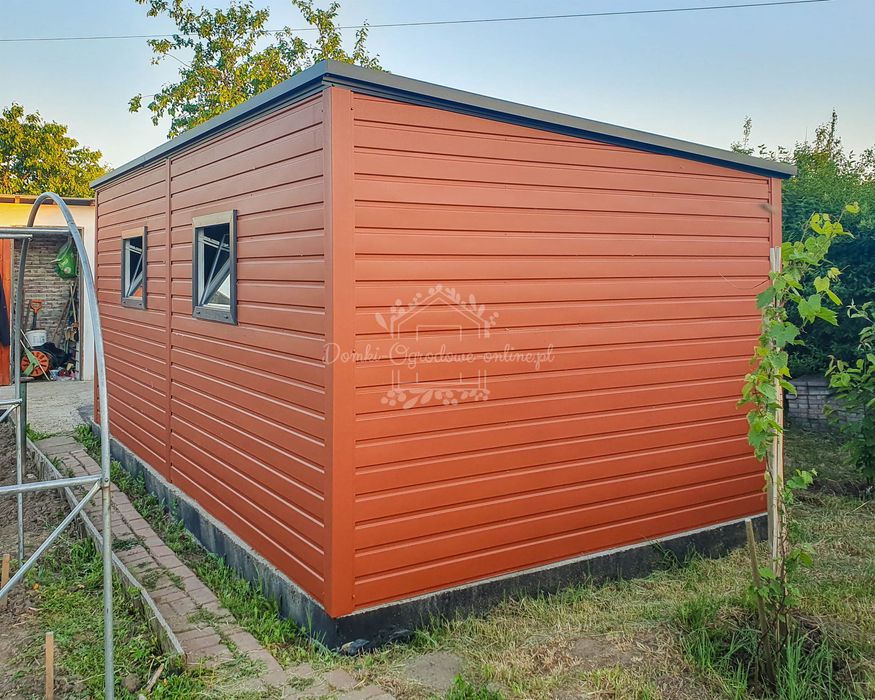Domek Ogrodowy 2,5x4m - Jasny Brąz - Antracyt - Rynny spad w bok ID646