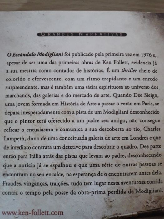 Livro "O Escândalo de Modigliani"