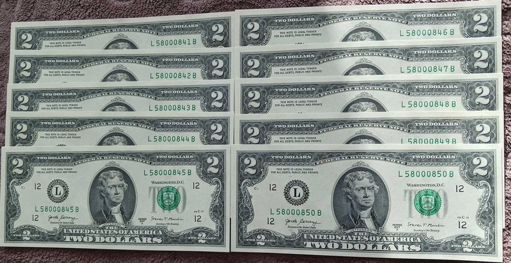 10 x 2 $ USA T. Jefferson 2017 r. men."L"-San Francisco - seria"A"