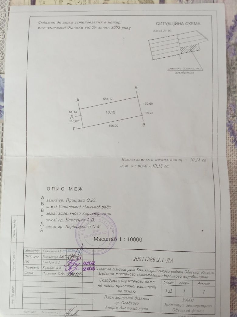 Земля сельхоз- назначения 10.13 га.