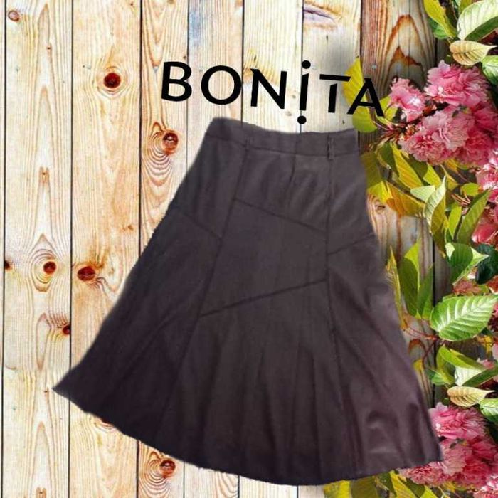 Bonita Красивая женская юбка под кожу/замш шоколадного цвета 42