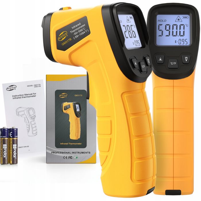 Termometr Laserowy Pirometr Bezdotykowy Miernik Podczerwień -50 +590C