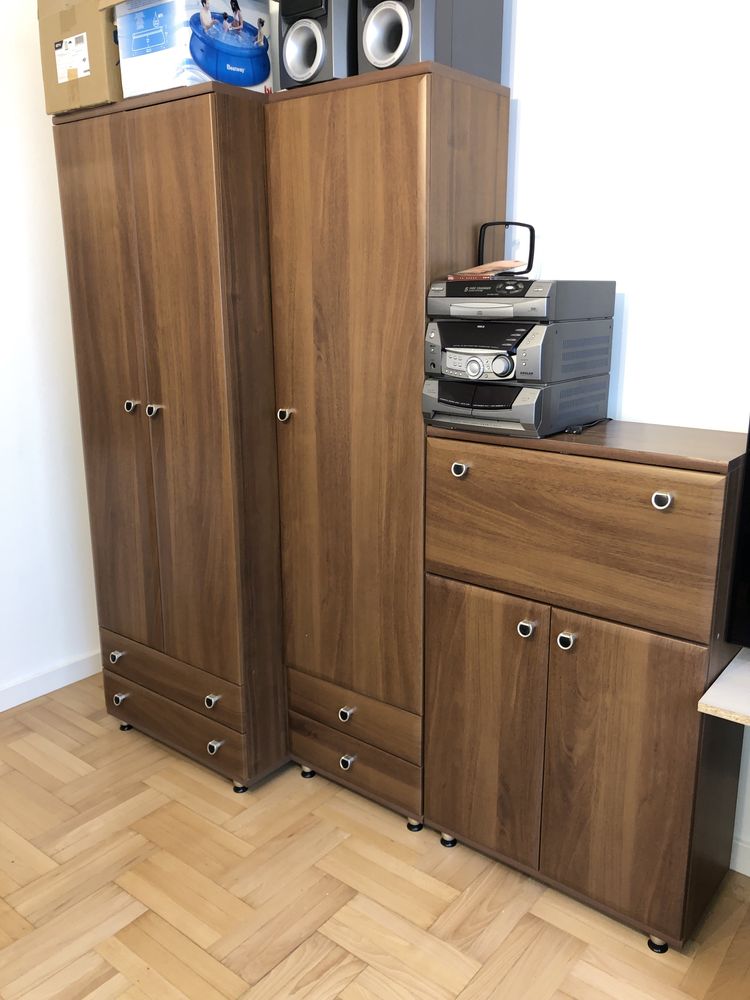 Zestaw drewnianych mebli do salonu