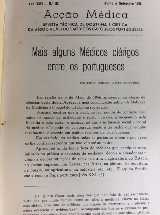Acção Médica. Ano 1959. Ver sumário