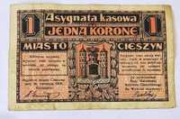 1 korona notgeld, asygnata kasowa Cieszyn 1919 seria 888781