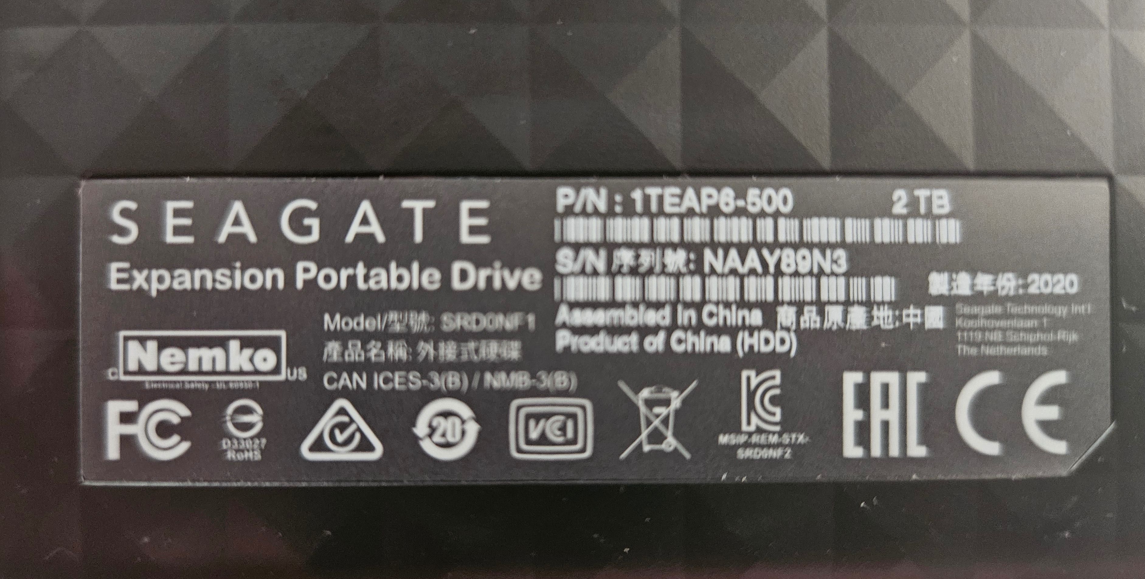 Dysk Seagate Expansion 2TB USB 3.0 2,5" – Używany, 100% sprawny