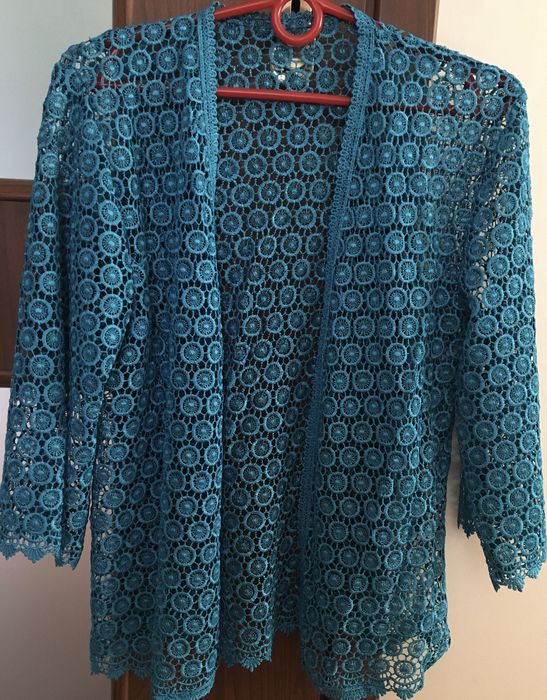 Turkusowa narzutka bez zapięcia damska