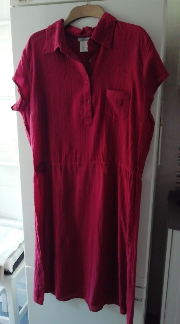 Vestido Bordeaux, de Verão, em Algodão
