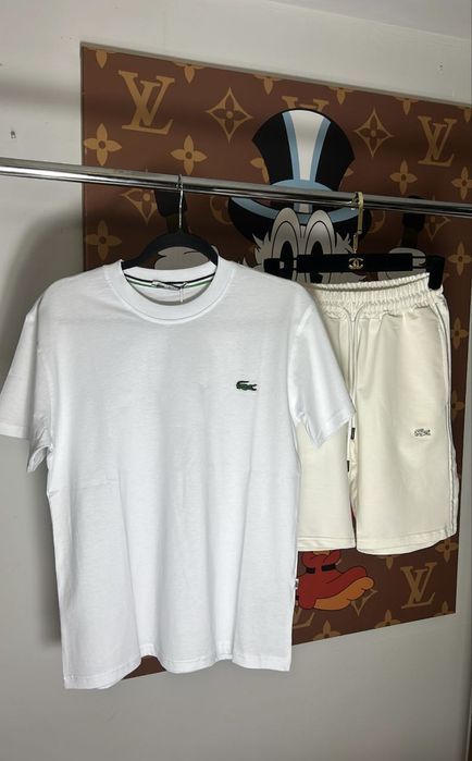 СУПЕР НОВИНКА! Чоловічий костюм LACOSTE чорний білий преміум літо