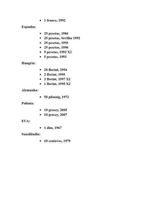 Conjunto de moedas de vários países
